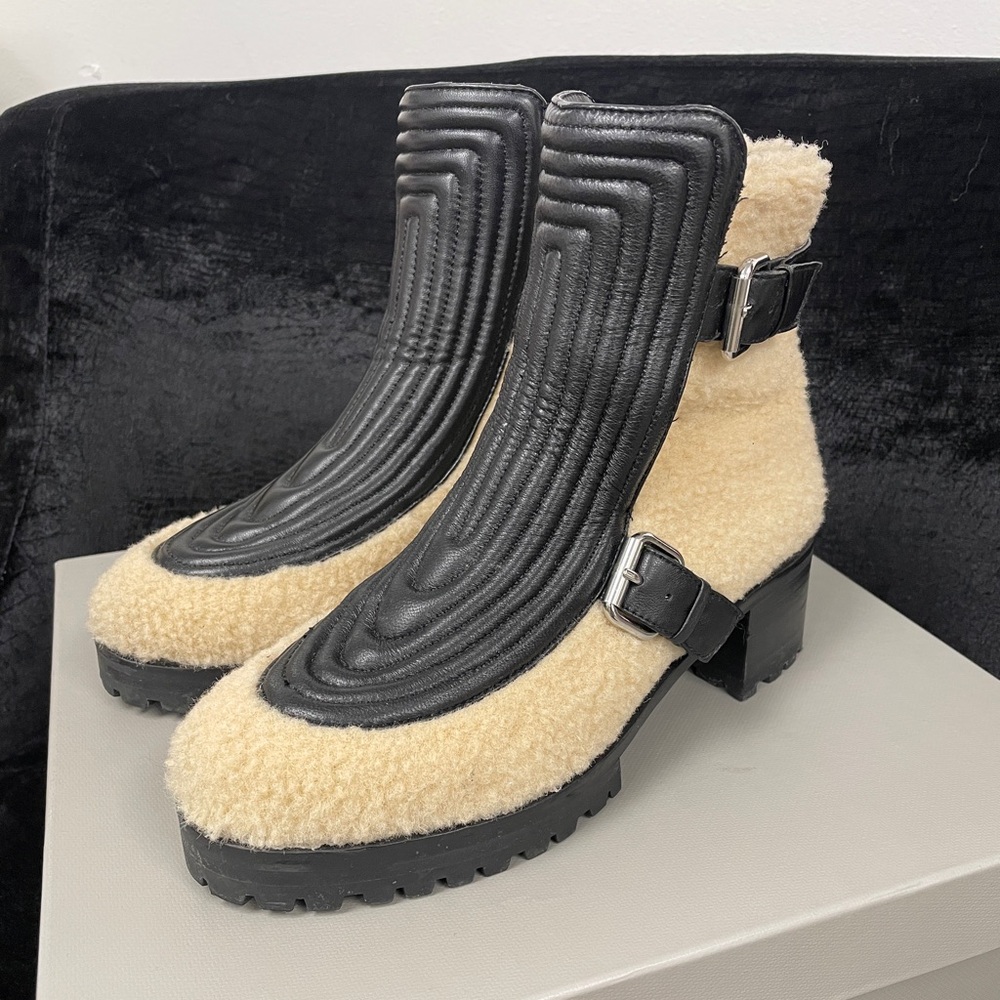 Sherpa and GENUINE Leather Lug Sole Boots by M4DE